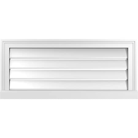 Vertical Surface Mount PVC Gable Vent: Functional, W/ 2W X 2P Brickmould Sill Frame, 32W X 14H